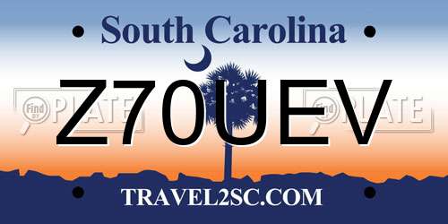 Z70UEV South Carolina License Plate