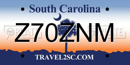 Z70ZNM South Carolina License Plate
