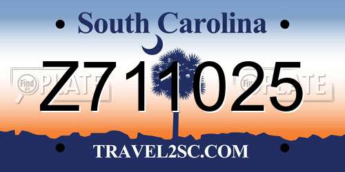 Z711025 South Carolina License Plate
