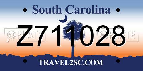 Z711028 South Carolina License Plate