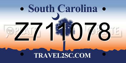 Z711078 South Carolina License Plate