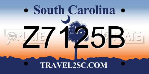 Z7125B South Carolina License Plate
