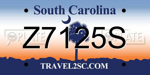 Z7125S South Carolina License Plate