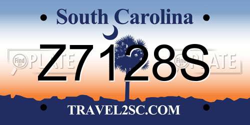 Z7128S South Carolina License Plate