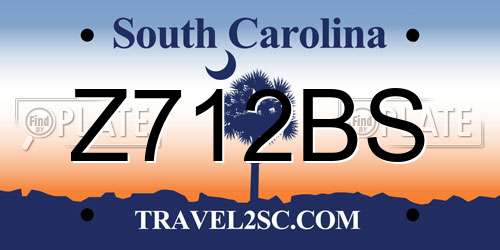Z712BS South Carolina License Plate