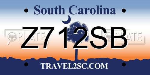 Z712SB South Carolina License Plate