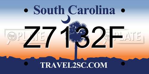 Z7132F South Carolina License Plate