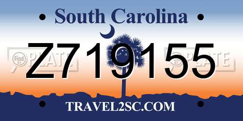Z719155 South Carolina License Plate