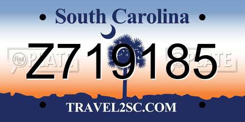 Z719185 South Carolina License Plate