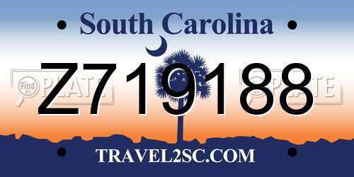 Z719188 South Carolina License Plate