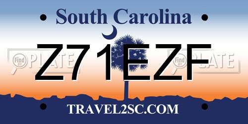 Z71EZF South Carolina License Plate