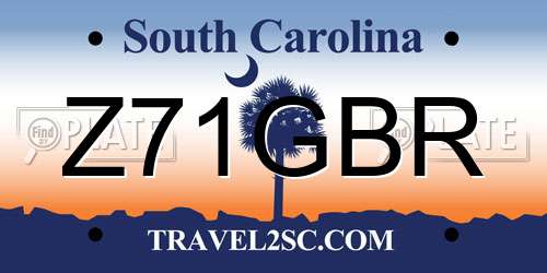 Z71GBR South Carolina License Plate