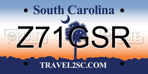 Z71GSR South Carolina License Plate