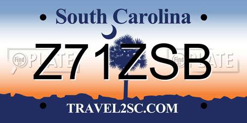 Z71ZSB South Carolina License Plate
