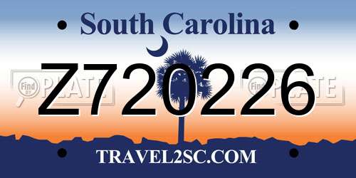 Z720226 South Carolina License Plate