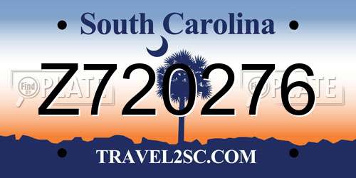 Z720276 South Carolina License Plate