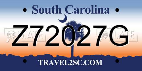 Z72027G South Carolina License Plate