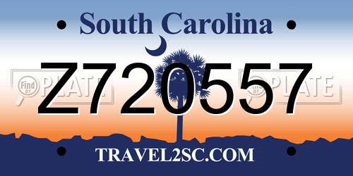 Z720557 South Carolina License Plate