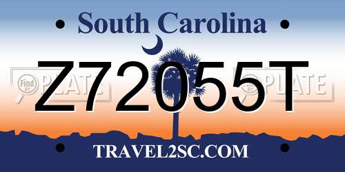 Z72055T South Carolina License Plate