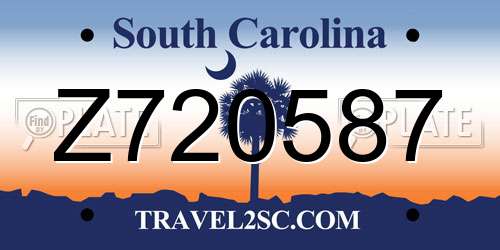 Z720587 South Carolina License Plate