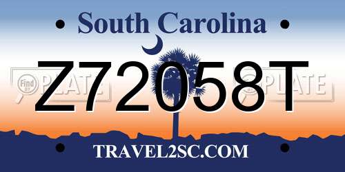Z72058T South Carolina License Plate