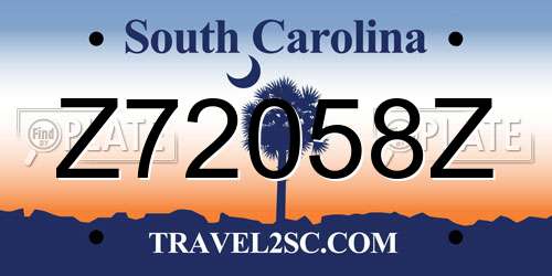 Z72058Z South Carolina License Plate