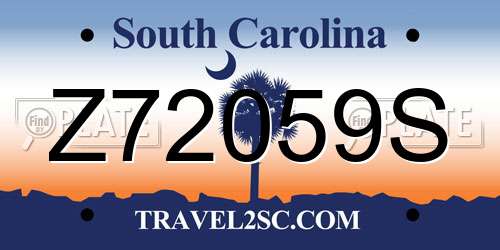 Z72059S South Carolina License Plate