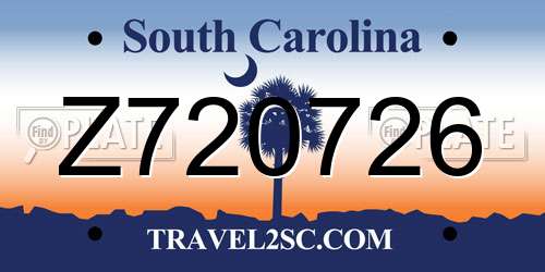 Z720726 South Carolina License Plate