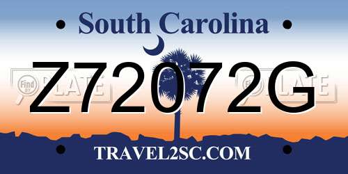 Z72072G South Carolina License Plate