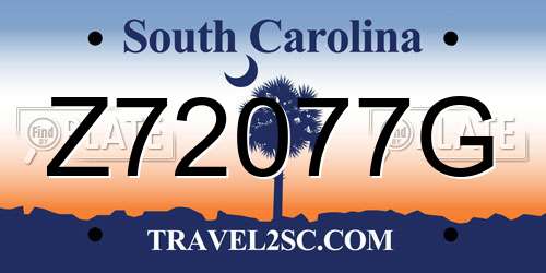 Z72077G South Carolina License Plate