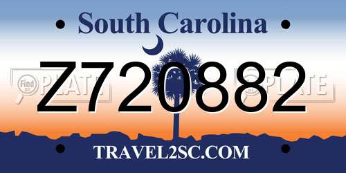 Z720882 South Carolina License Plate