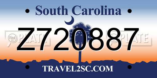 Z720887 South Carolina License Plate