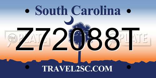 Z72088T South Carolina License Plate