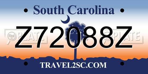 Z72088Z South Carolina License Plate