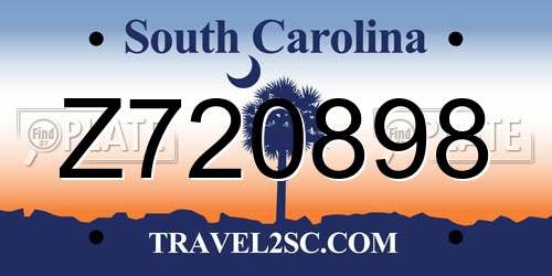 Z720898 South Carolina License Plate