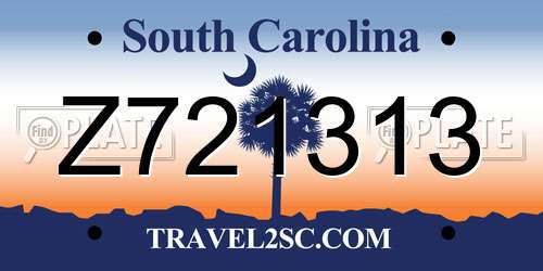 Z721313 South Carolina License Plate