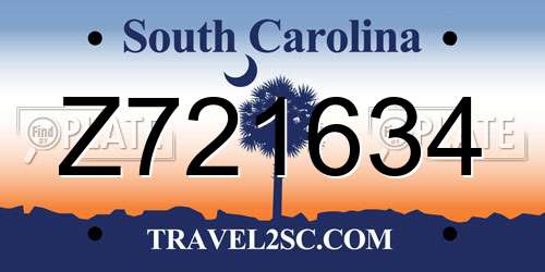 Z721634 South Carolina License Plate