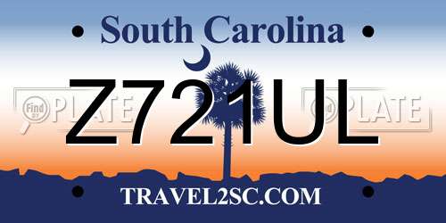 Z721UL South Carolina License Plate