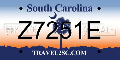Z7251E South Carolina License Plate