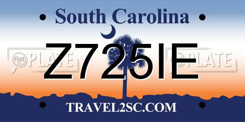 Z725IE South Carolina License Plate