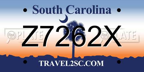 Z7262X South Carolina License Plate