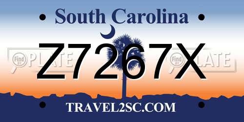 Z7267X South Carolina License Plate