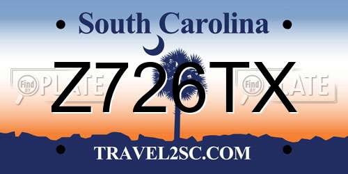 Z726TX South Carolina License Plate