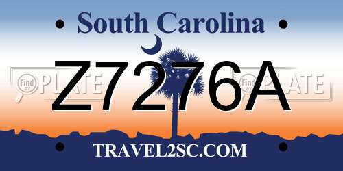 Z7276A South Carolina License Plate