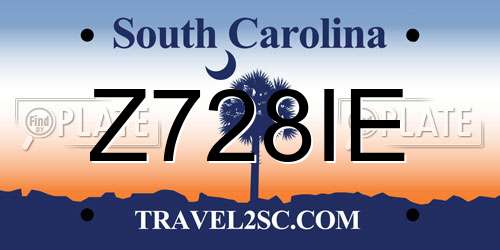 Z728IE South Carolina License Plate