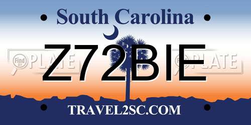 Z72BIE South Carolina License Plate