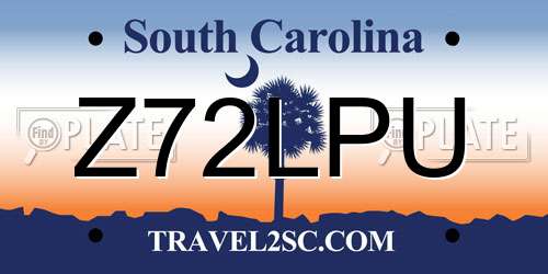 Z72LPU South Carolina License Plate