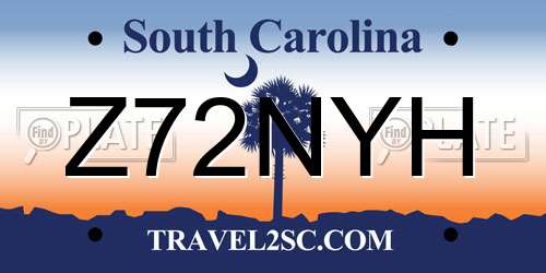Z72NYH South Carolina License Plate