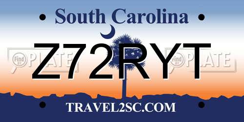 Z72RYT South Carolina License Plate