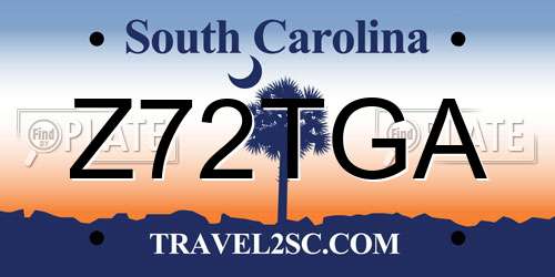 Z72TGA South Carolina License Plate